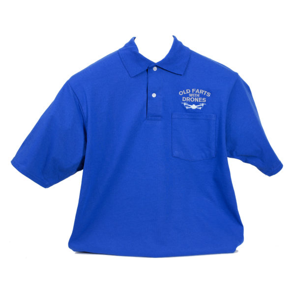 Royal Blue Polo Shirt with Pocket | Old Farts with Drones